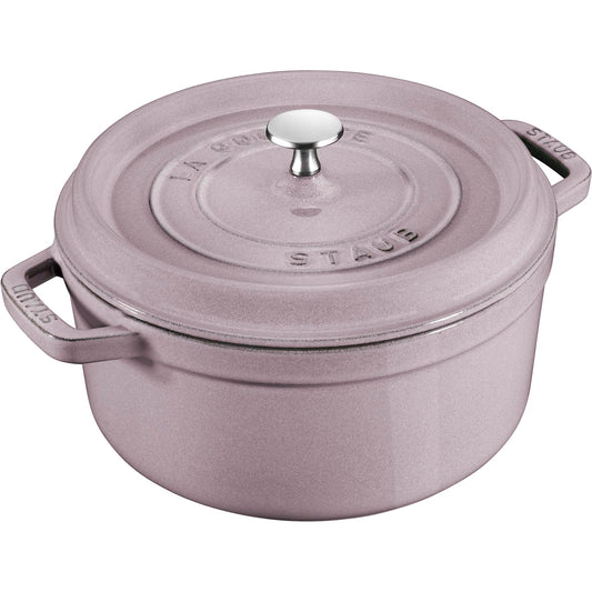 Staub Horno holandés redondo de hierro fundido de 4 cuartos de galón, color lila