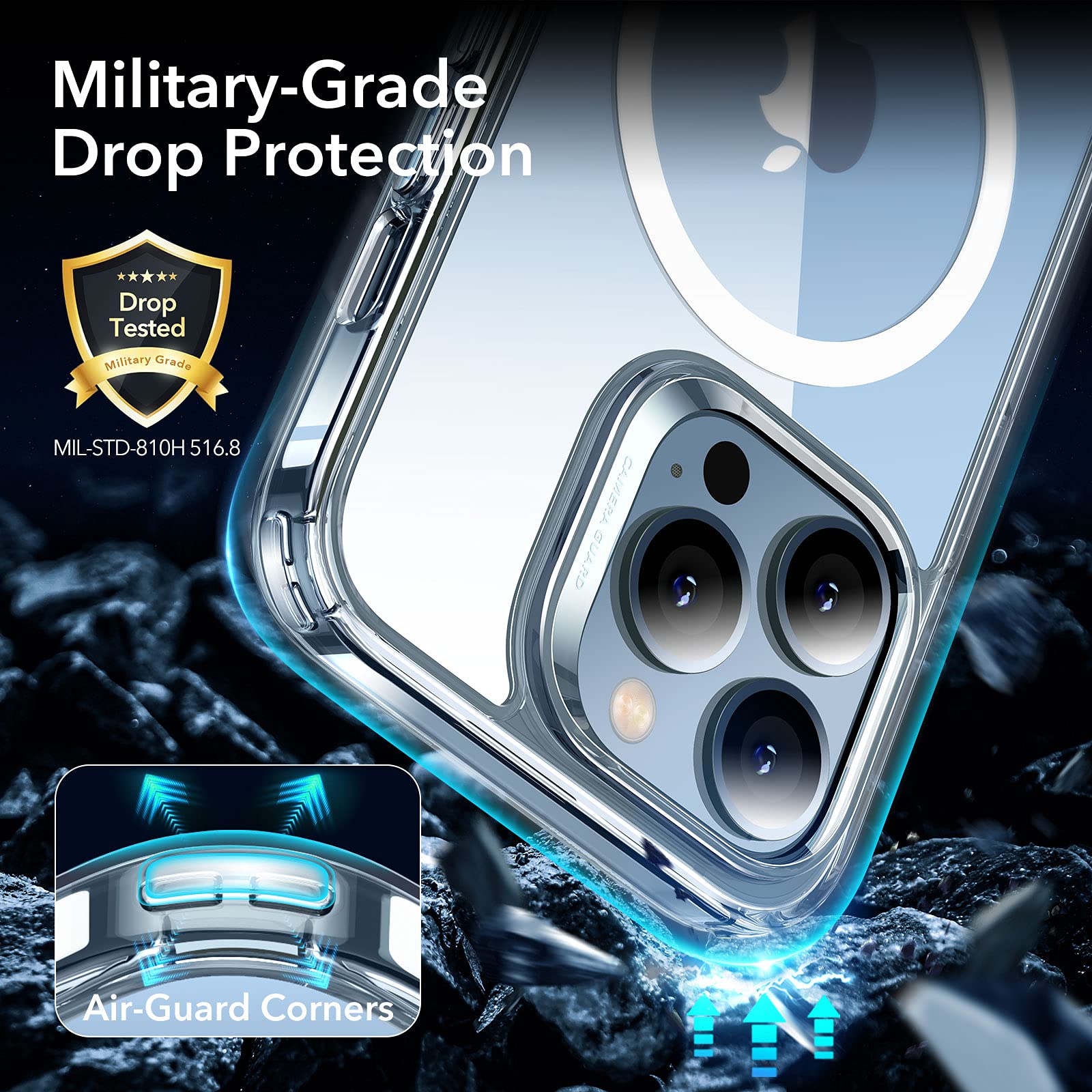 Funda Híbrida ESR Transparente con HaloLock y Protección Reforzada para iPhone 13 Pro MAX