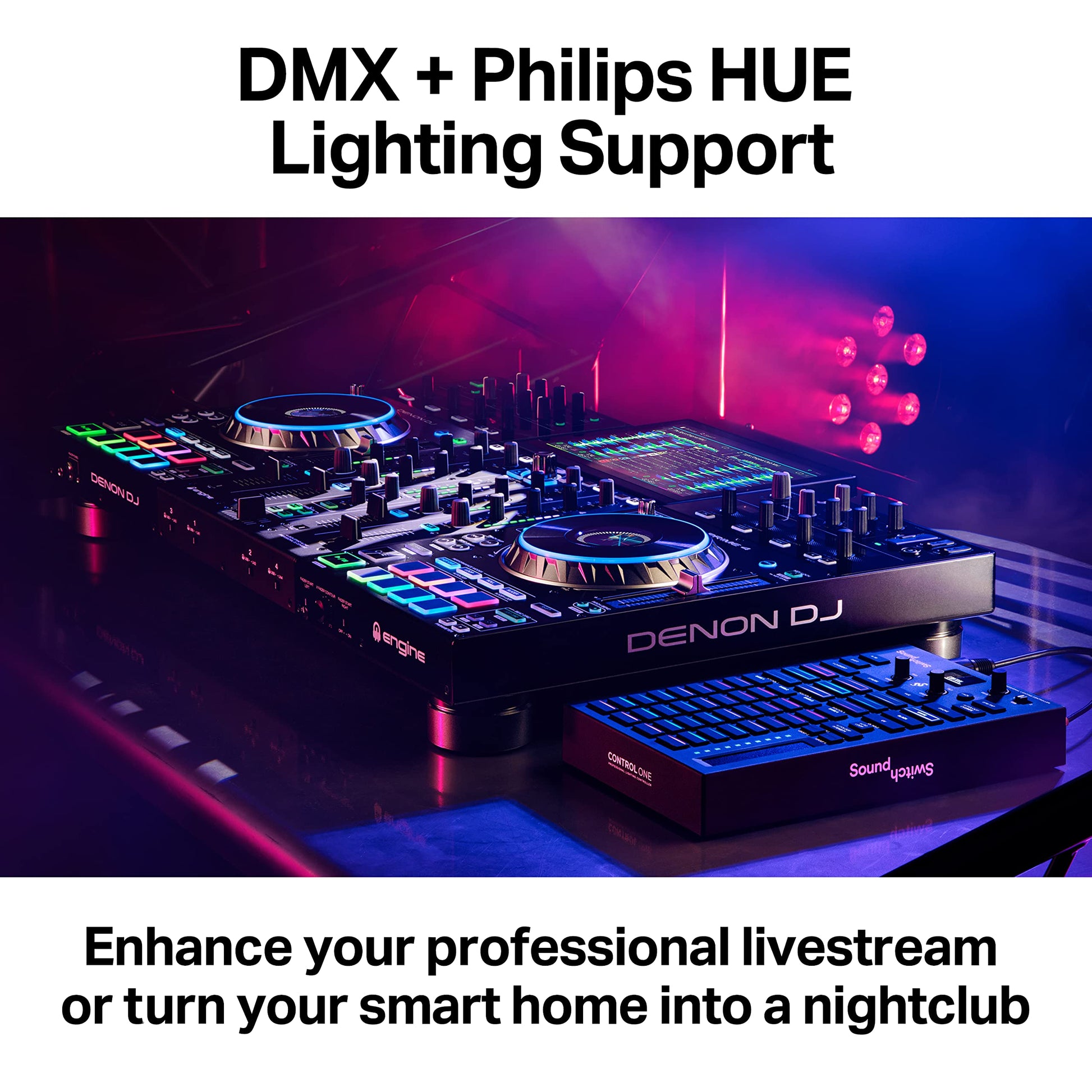 Controlador de Iluminación DMX SoundSwitch Control One Negro con Software y Soporte para Phillips Hue