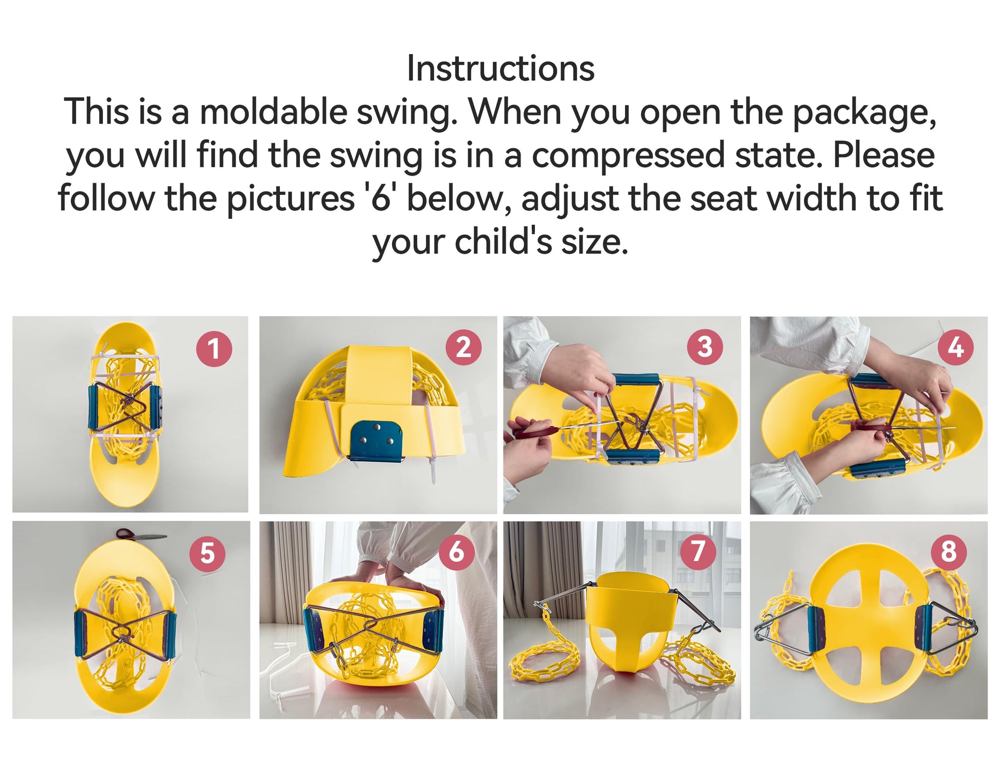 KINSPORY Asiento de Columpio, 150cm Columpio para bebé con Cadenas de Hierro Resistentes recubiertas, Juego de Columpio al Aire Libre con Respaldo Alto y Correas para árboles - Amarillo