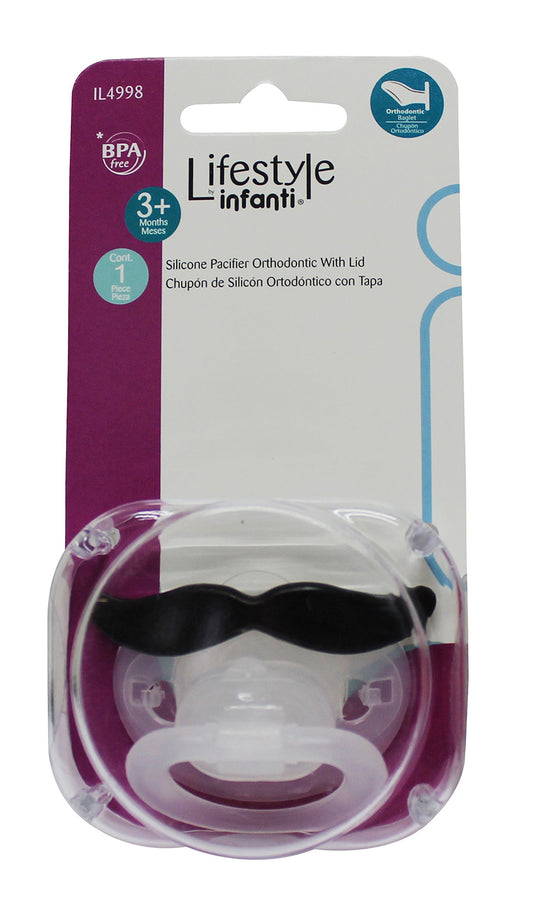 Infanti Chupón de Silicon Ortodontico con Tapa Bigote, multicolor