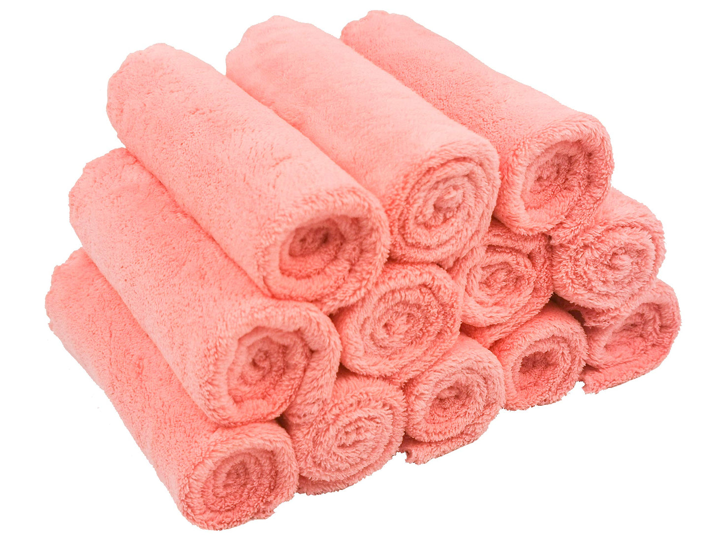 Kyapoo - Juego de 12 paños de microfibra para bebé, 30,5 x 30,5 cm, color rosa