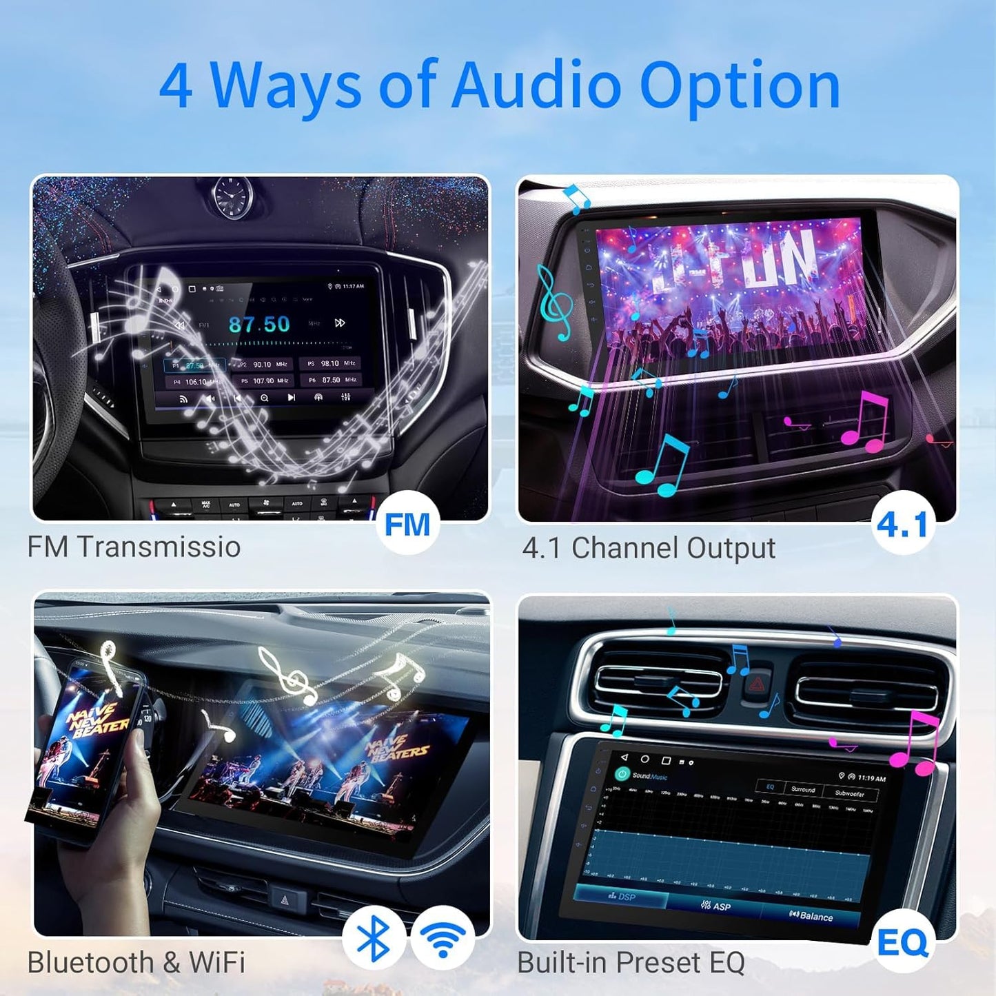 Haudio Reproductor de Estéreo de Coche Android 13 Double Din - Pantalla táctil HD Universal de 10.1" con 64GB, GPS Integrado y Cámara de Copia de Seguridad, Bluetooth 4.1, Soporta CarPlay/MirrorLink