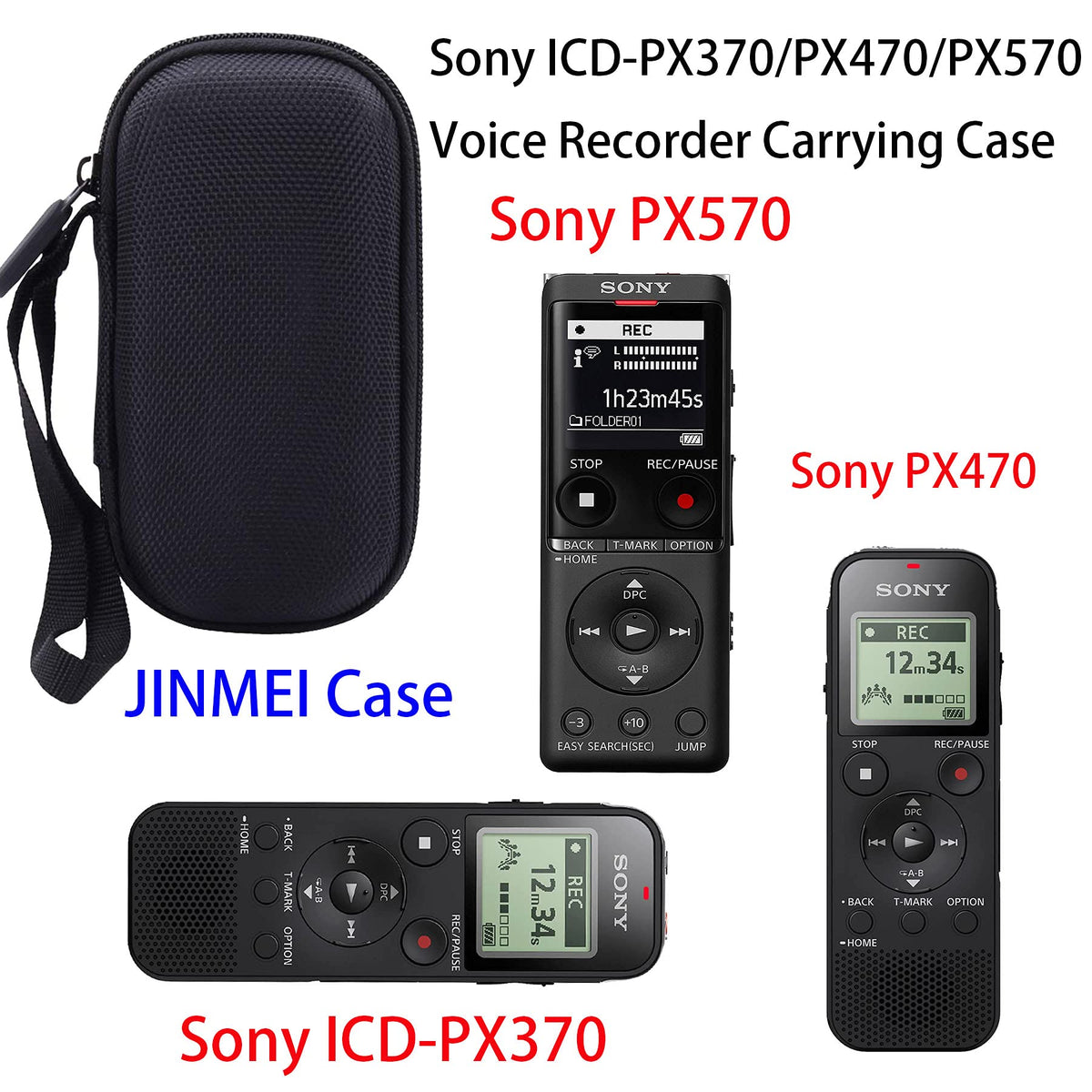 Funda Rígida EVA JINMEI Gris para Sony ICD-PX370/PX470/PX570 Grabadora Digital de Voz