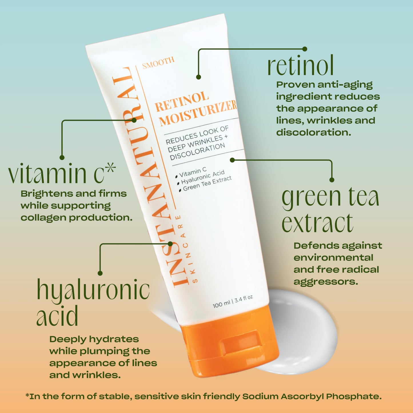 InstaNatural Retinol Moisturizer Anti Aging Night Face Cream - Face & Neck Anti Wrinkle Lotion - Reduce Appearance of Wrinkles, Dark Circles, Fine Lines - Vitamin C Hyaluronic Acid Complex - 3.4 oz