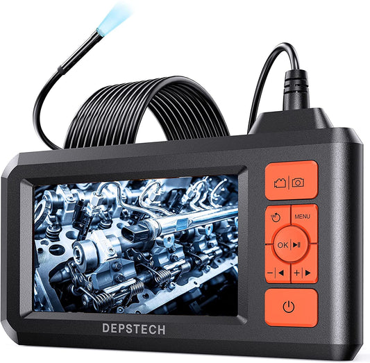 DEPSTECH Endoscopio industrial de 5,5 mm, cámara de inspección digital de boroscopio 1080P con visualización de 4,3 pulgadas, cámara de serpiente impermeable IP67 con luces, cable semirrígido de 16,5
