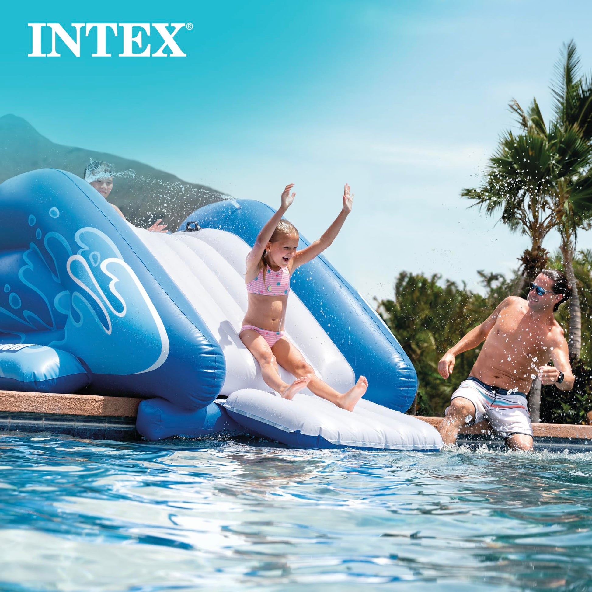 INTEX Tobogán de Agua, Inflable Play Center, 342,9 x 205,7 x 127 cm para Edades de 6 +