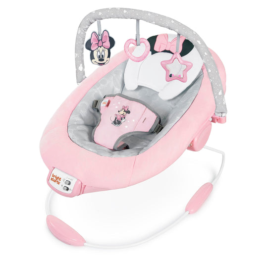 Bright Starts Minnie Mouse Rosy Skies - Tumbona con asiento vibrador y melodías