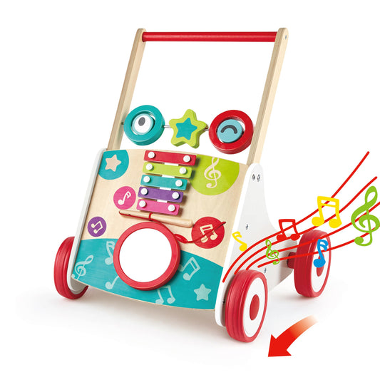 Juguete de Empujar (Arrastre) Caminador de Madera Musical Para Bebes y Niños : Desarrollo Motor y Diversión para Niños Pequeños. E0383