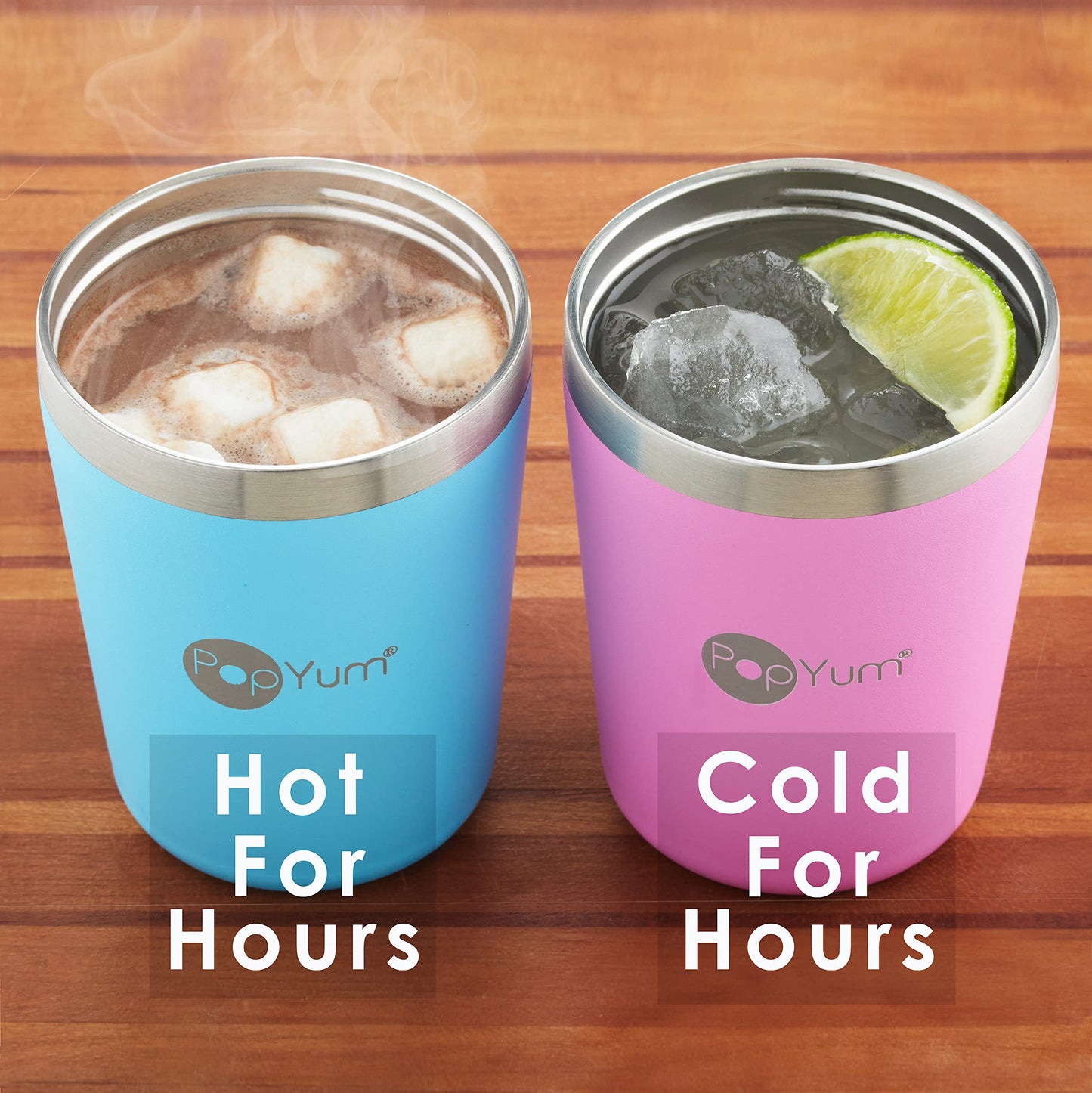 PopYum - Copas aisladas de acero inoxidable para niños de 9 onzas con tapa y pajita, paquete de 2, verde, rosa, apilable, bebe, niño, niño, vaso de doble pared, aspiradora, a prueba de fugas