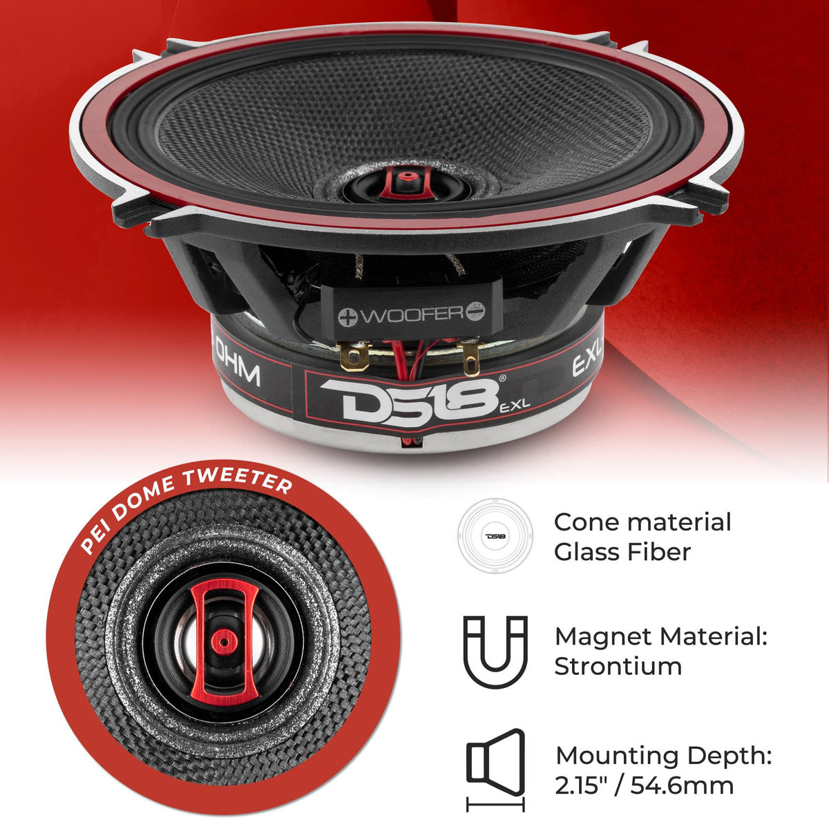 Altavoces de Alta Calidad DS18 Cromados Diseño Compacto 800 Watts juegos de 2