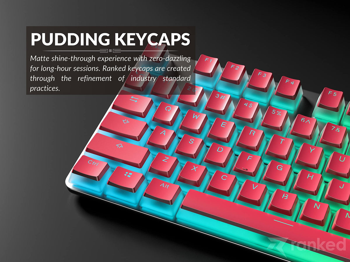 Teclas PBT Ranked Rojo Translúcidas Double Shot para Teclado Mecánico RGB Perfil OEM