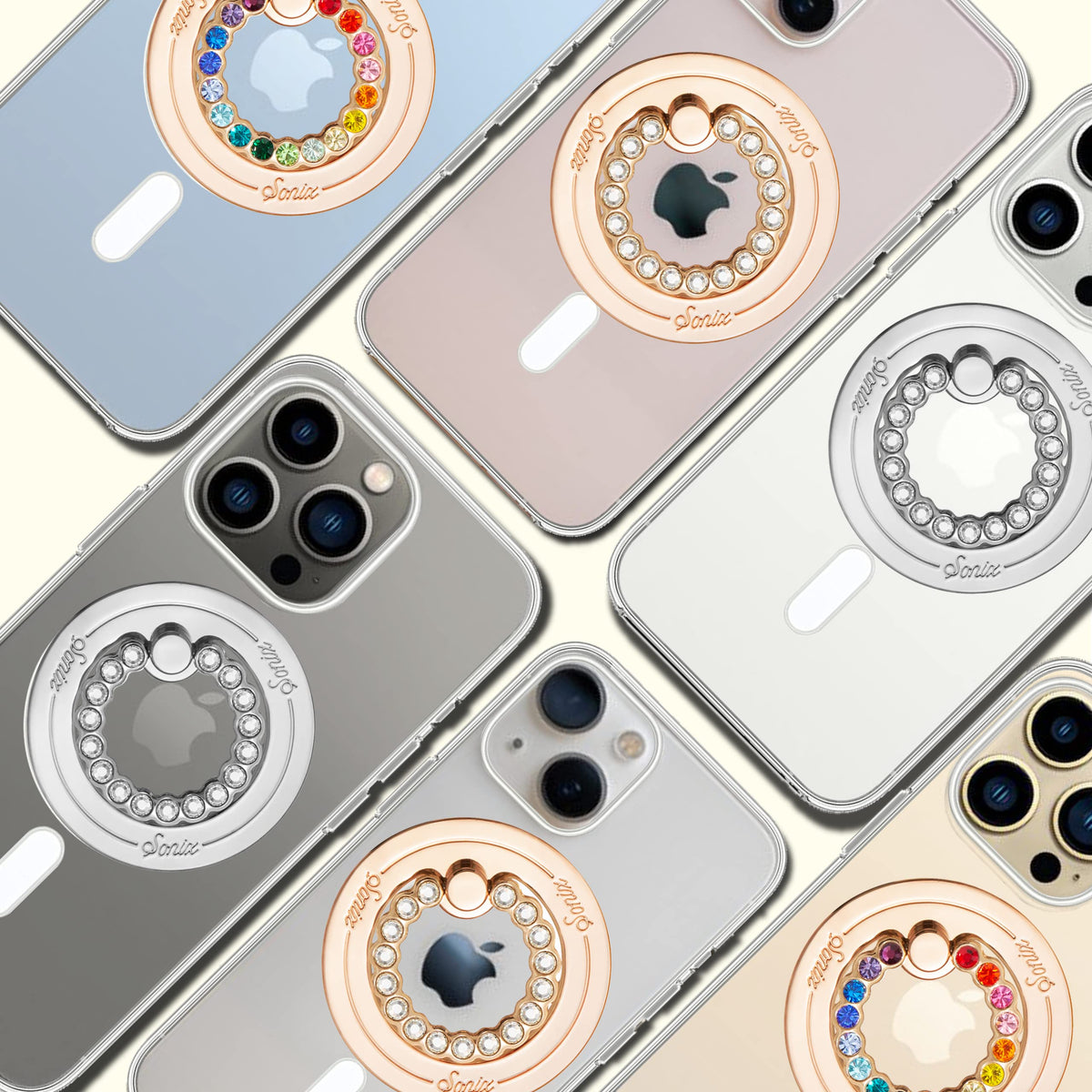 Soporte Magnético para Teléfono Sonix Diamantes de Imitación Compatible con MagSafe y Soporte Giratorio para iPhone Series 16, 15, 14, 13, 12