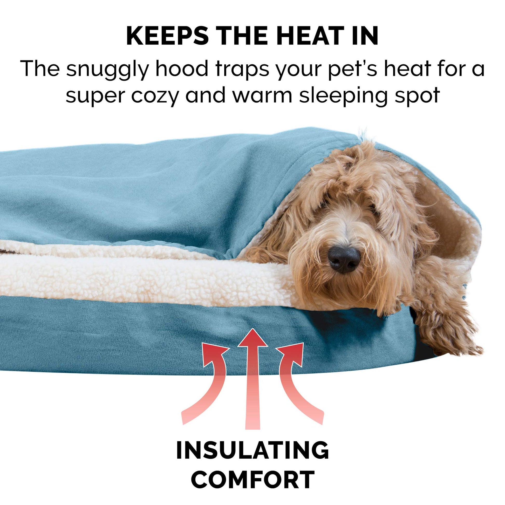 Furhaven Cama para Mascotas para Perros y Gatos, Manta de Sherpa y Gamuza, Cama ortopédica Redonda para Perros, Funda extraíble Lavable a máquina, Azul, 44 Pulgadas