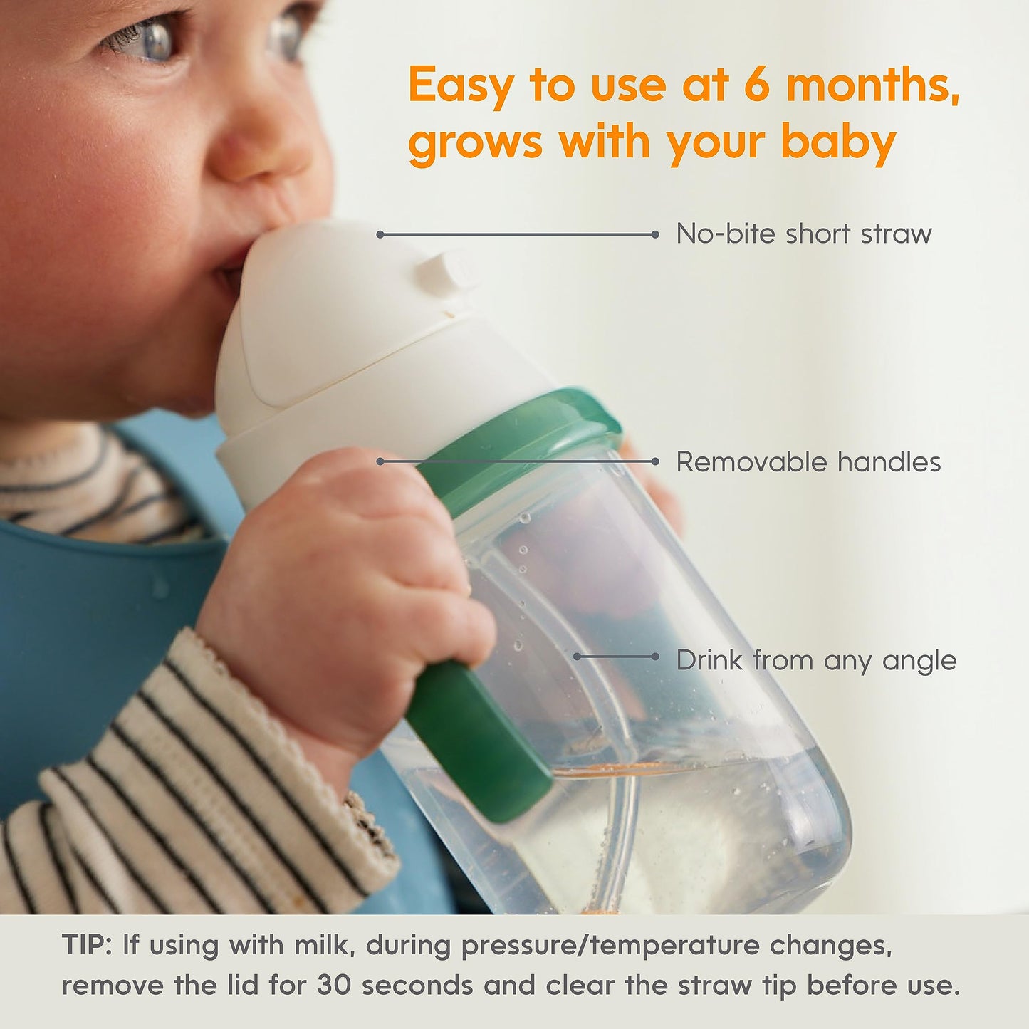 NumNum - Taza de paja con peso para bebés y niños pequeños de 6 a 12 meses, respaldada por expertos, tazas de entrenamiento para bebés de 7 onzas con asas extraíbles, fácil de usar, habilidades de