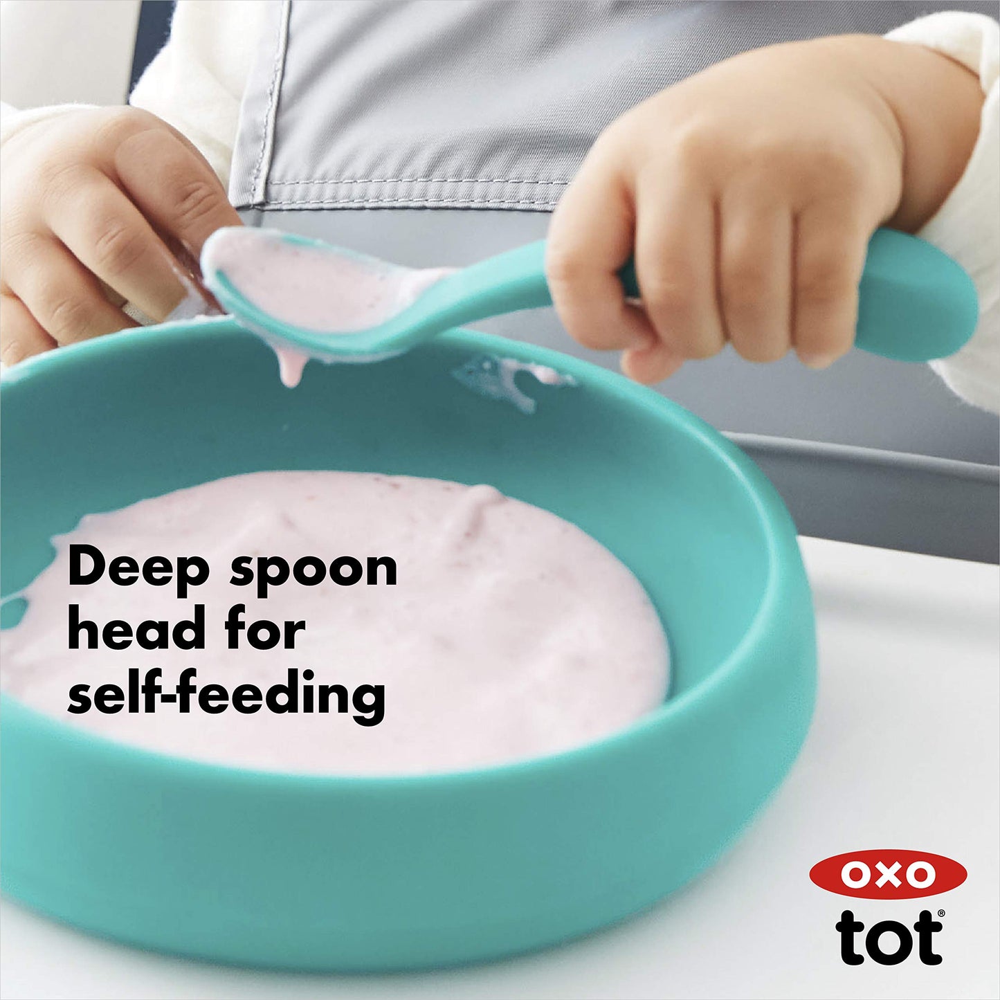 Juego de Cucharas de Silicona OXO Tot Verde Azulado