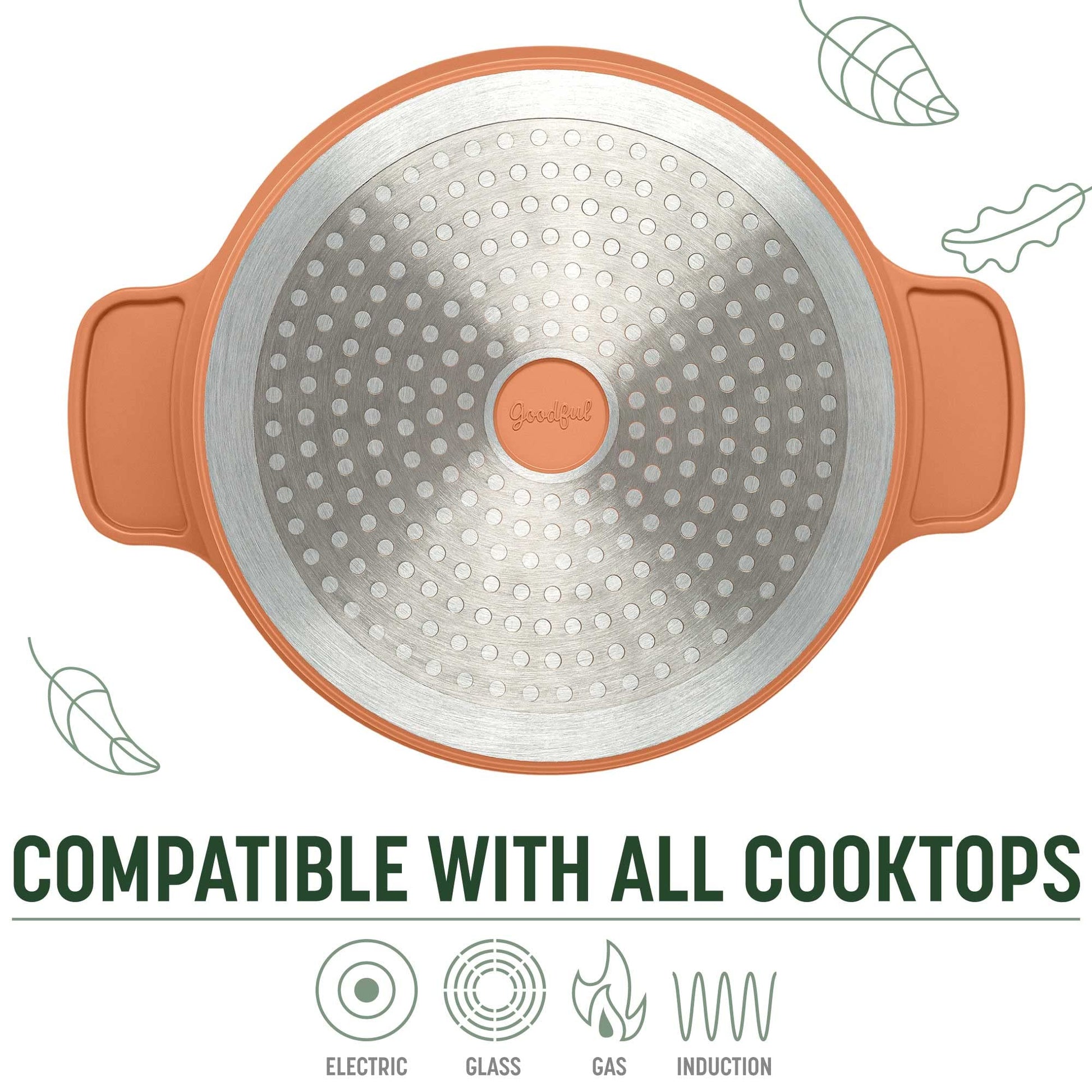 Goodful - Olla todo en uno, antiadherente de revestimiento múltiple, horno holandés fundido de alto rendimiento con tapa a juego, estante para asar y volteador, hecha sin PFOA, utensilios de cocina