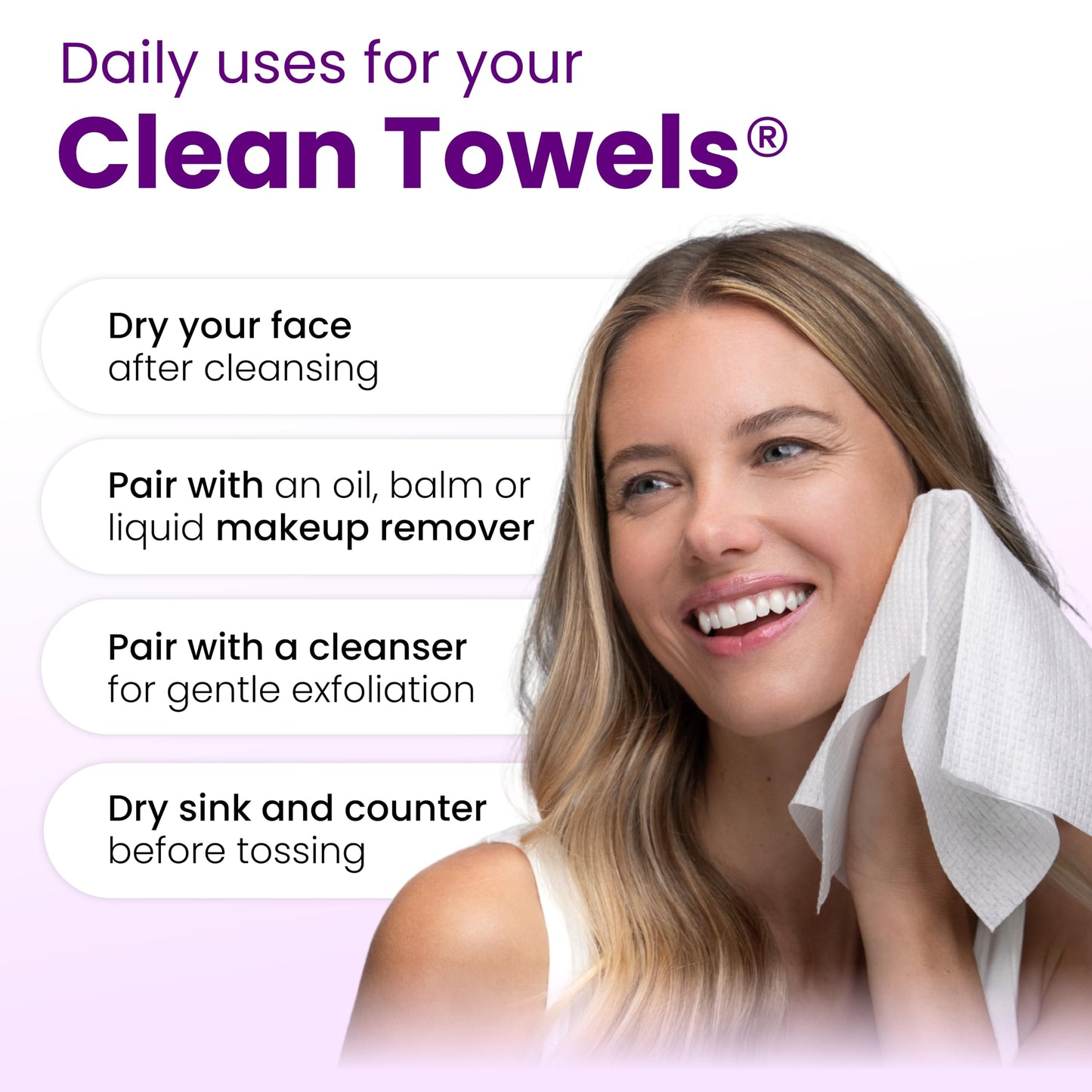 CLEAN SKIN CLUB Toallas Faciales Desechables Healthy Aging Clean Towels Xl, Suavizan Líneas De Expresión, Arrugas Y Textura En 6 Semanas, Tratadas Para Mayor Suavidad, Desmaquillantes Antiedad, Paquet