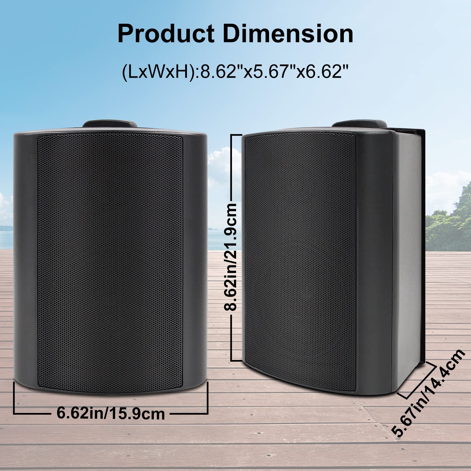 Herdio - Altavoces pasivos para exteriores con cable, impermeables, 4 pulgadas, 2 vías, 400 W, montados en la pared con altavoz de agudos de cúpula, durabilidad para todo tipo de clima, para patio,