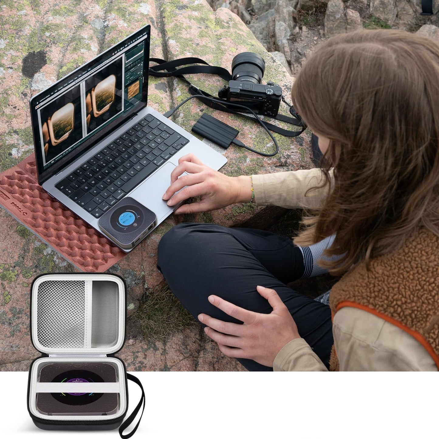 Funda rígida compatible con NETGEAR Nighthawk M6 Pro MR6500/ M6/ M5 / M1 MR1100 5G LTE WiFi Hotspot móvil, bolsa de almacenamiento de enrutador de viaje con bolsillo de malla para cargador y otros