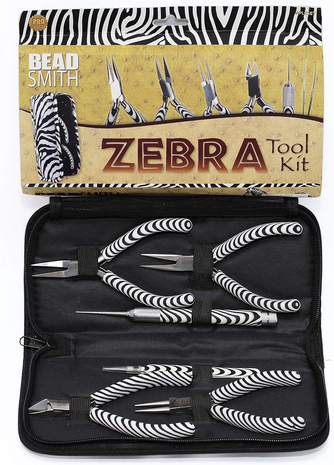 Beadsmith xtl-7654 6 Piezas Zebra Herramienta Kit con Funda