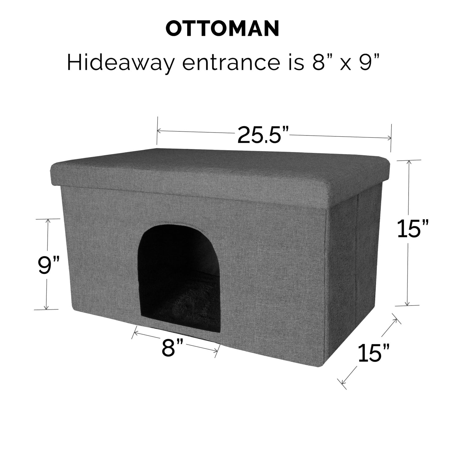 FurHaven Casa para mascotas | Casa otomana para mascotas para perros y gatos – Disponible en varios colores y estilos, Gris (Stormy Gray), Large