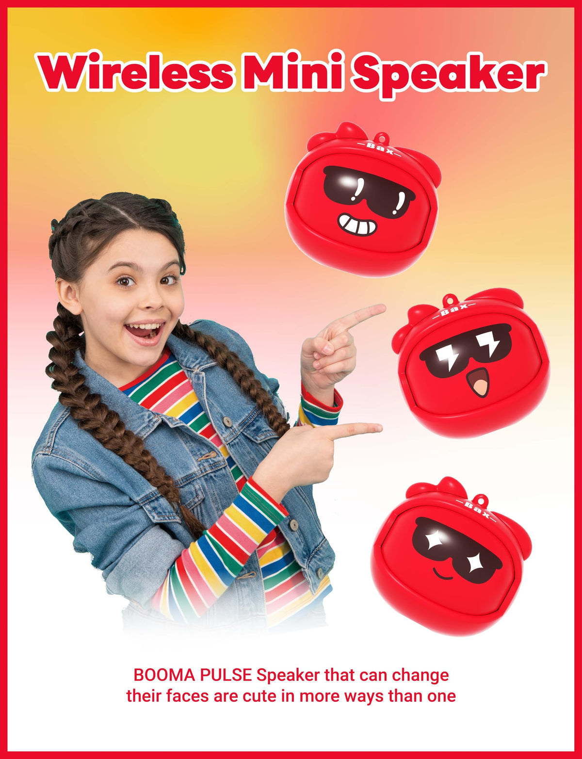 Mini Altavoz Inalámbrico Booma Rojo Sonido Estéreo Interactivo para Niños