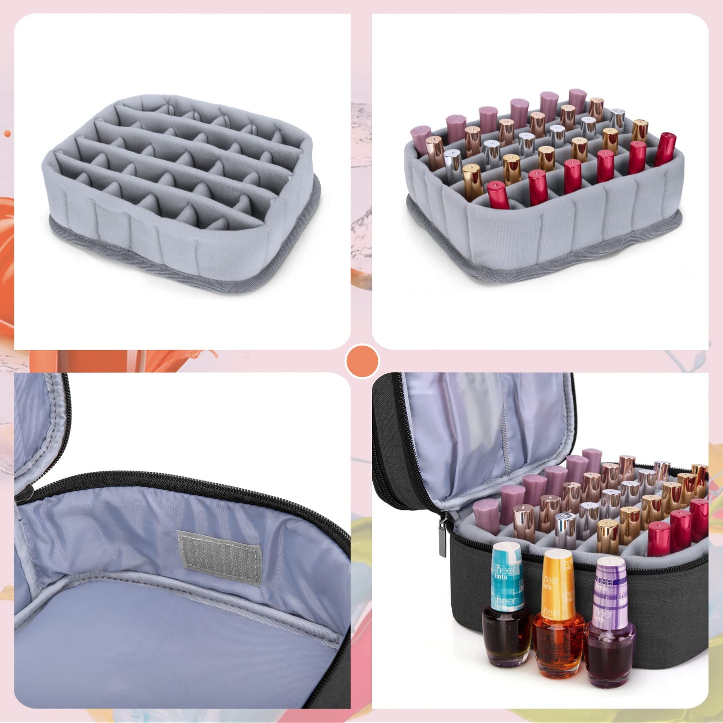 Luxja Nail Polish Carrying Case - Holds 30 Bottles (15ml - 0.5 fl.oz), Double-layer Organizer for Nail Polish and Manicure Set, Black