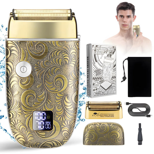 comozon Afeitadoras eléctricas para hombres, afeitadora de doble lámina de velocidad ajustable para barba y calva, afeitadora eléctrica con batería recargable de gran capacidad resistente al agua, regalo ideal para hombres