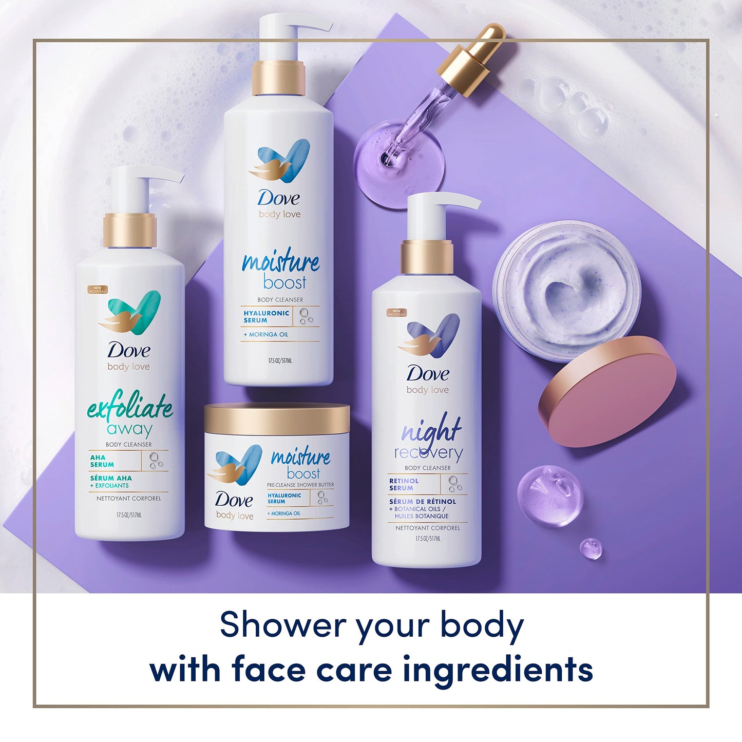 Exfoliante Corporal Dove Body Love Night Recovery con Retinol y Aceites Botánicos, 3 Piezas para Piel Seca