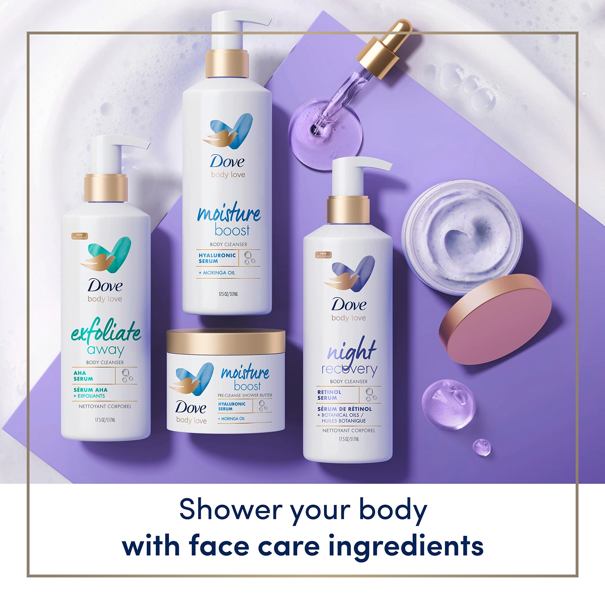 Exfoliante Corporal Dove Body Love Night Recovery con Retinol y Aceites Botánicos, 3 Piezas para Piel Seca