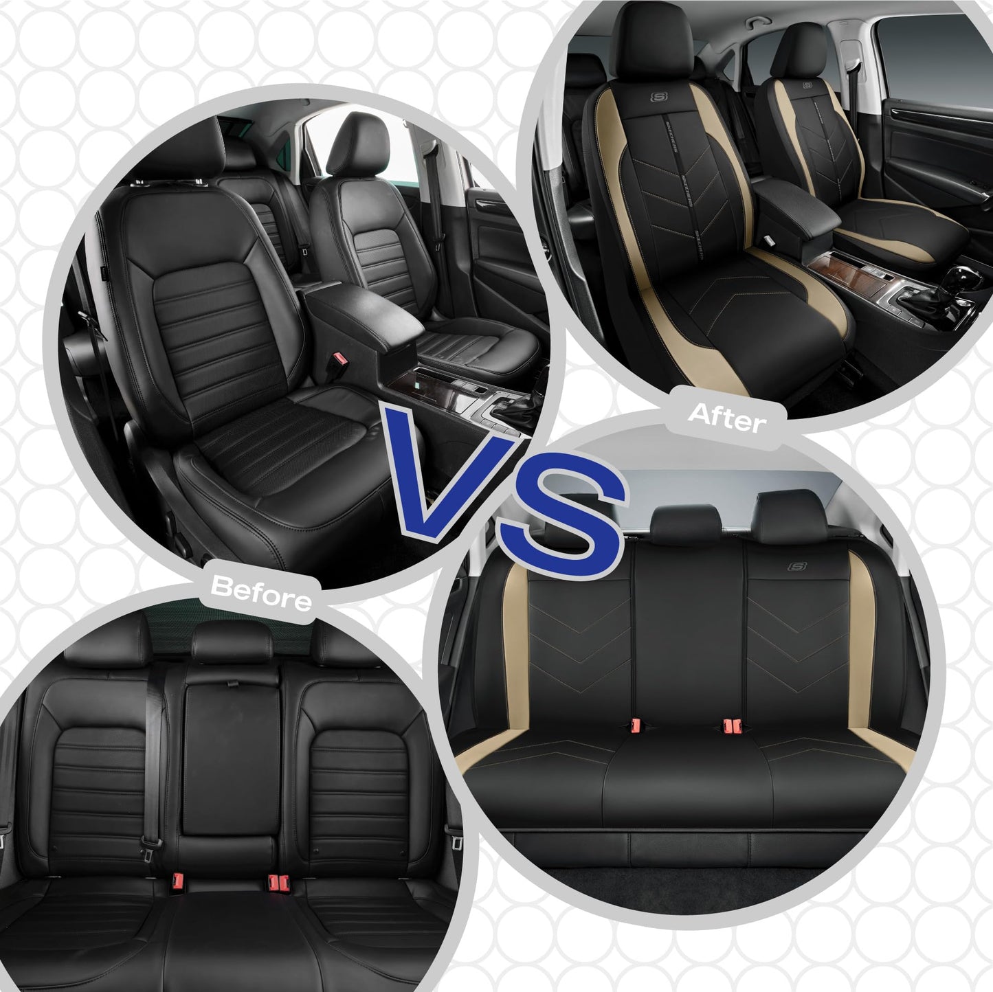 Skechers Fundas de asiento de coche, lujosas fundas de asiento de cuero sintético, protector de asiento de coche impermeable antideslizante para asientos delanteros, accesorios de coche compatibles
