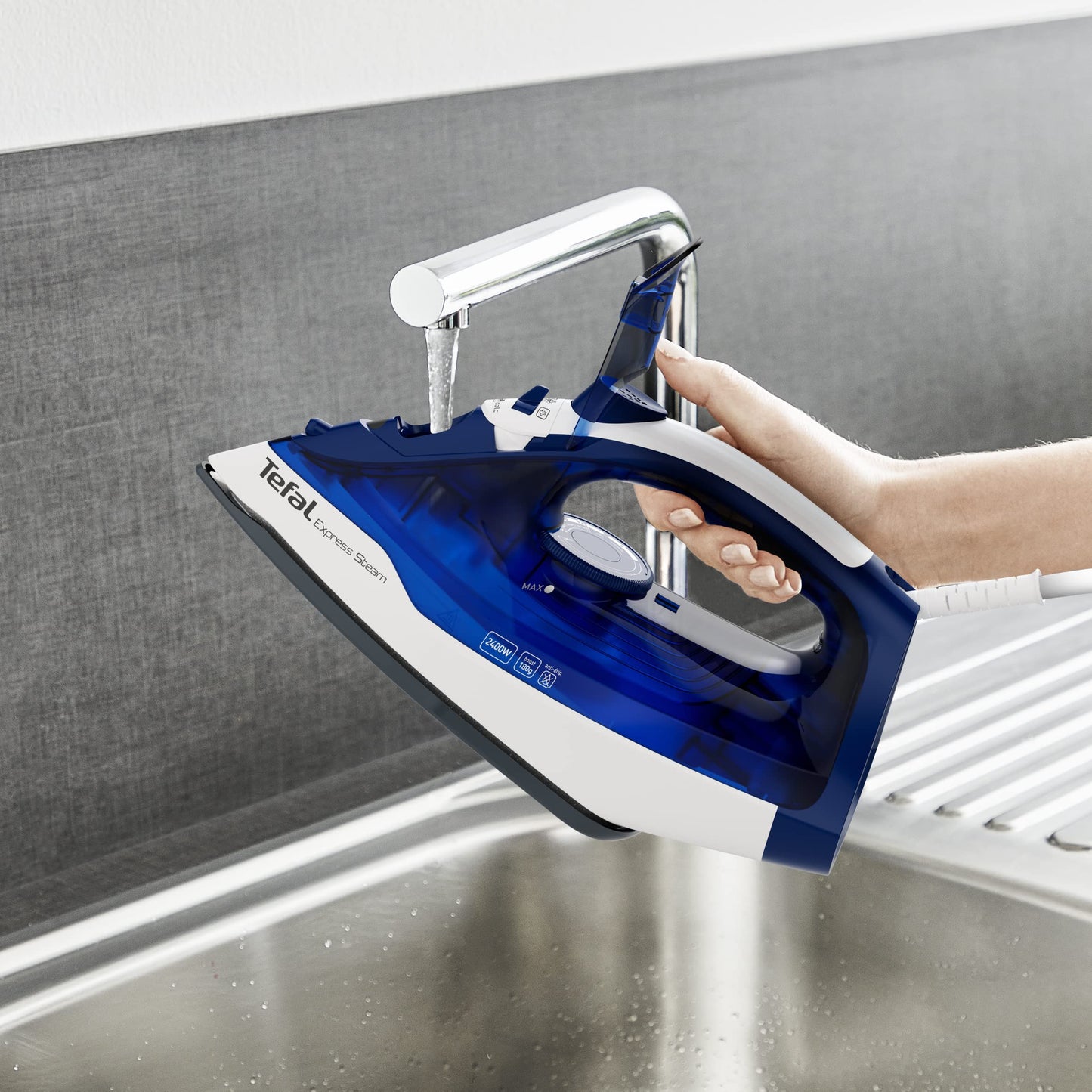 Plancha de Vapor Tefal Azul suela de Cerámica Antigoteo