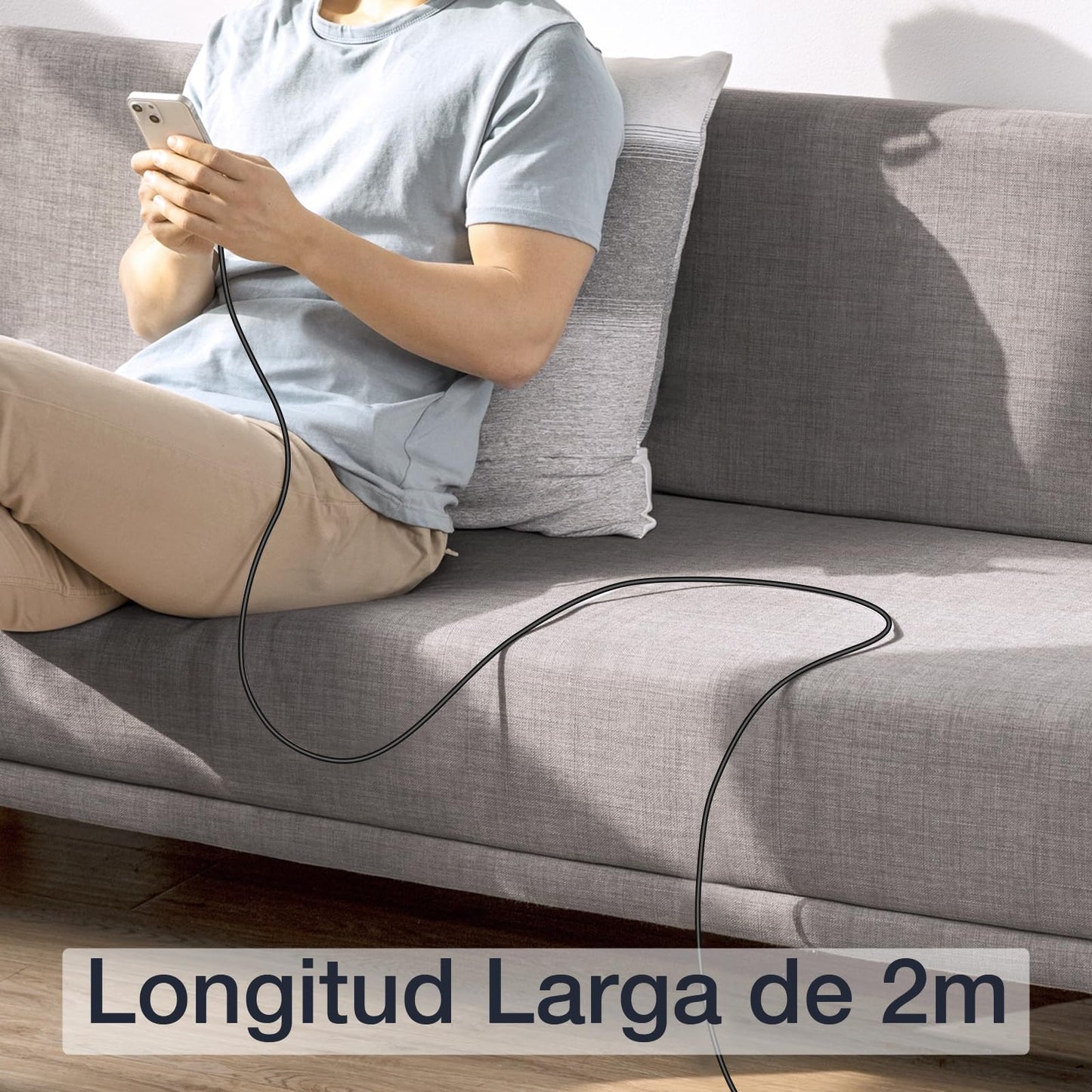 Cable USB C a USB C 60W Nylon Tejido Carga Rápida 2M para iP16/15 Galaxy S25/A05 Xiaomi Pocoswitch