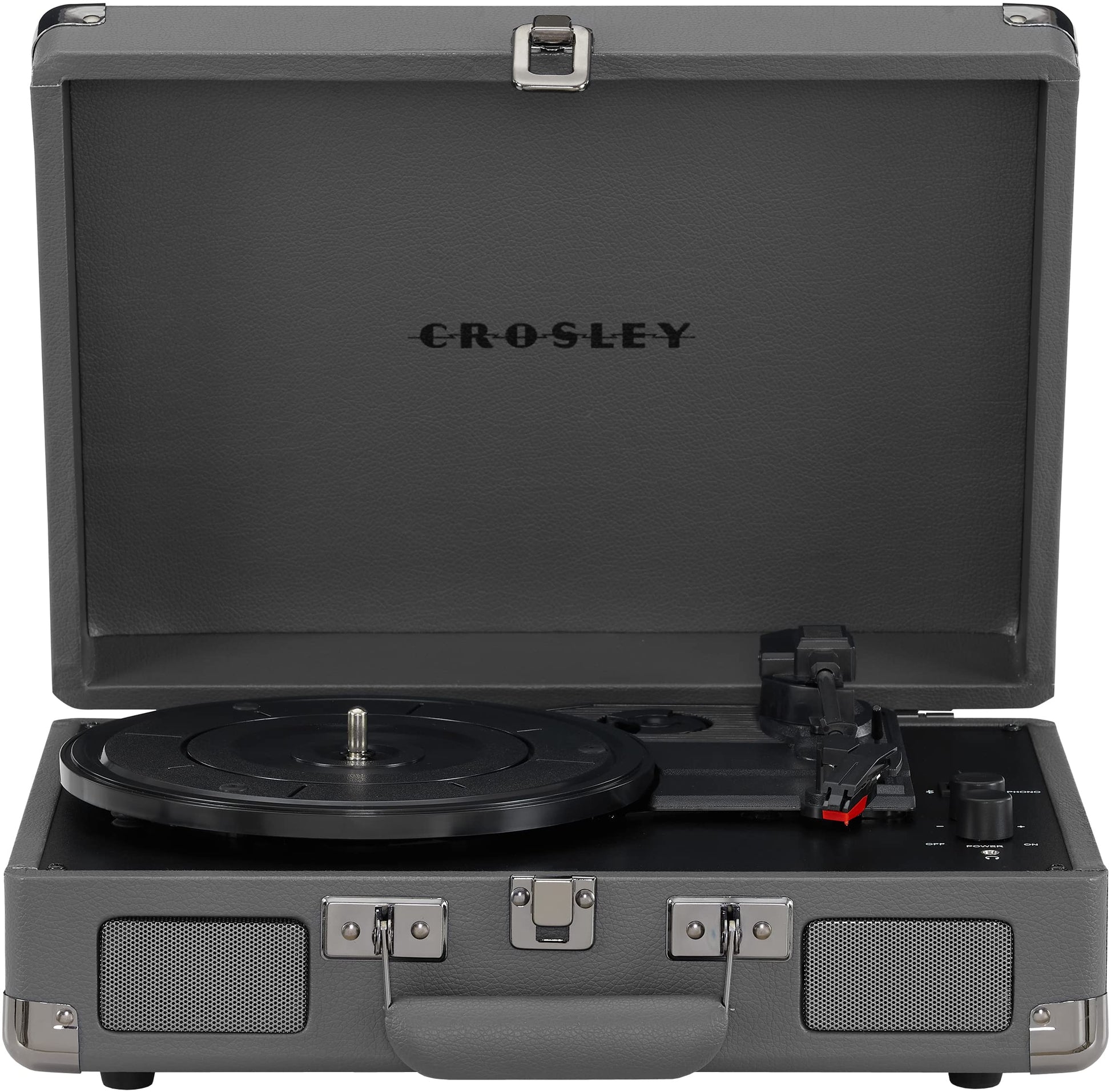 Crosley CR8005F-SG Cruiser Plus Vintage 3-Speed Bluetooth in/out Suitcase Turntable, Slate