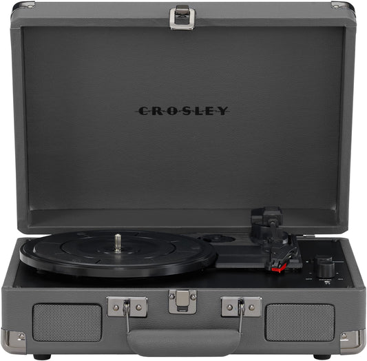 Crosley CR8005F-SG Cruiser Plus Vintage 3-Speed Bluetooth in/out Suitcase Turntable, Slate