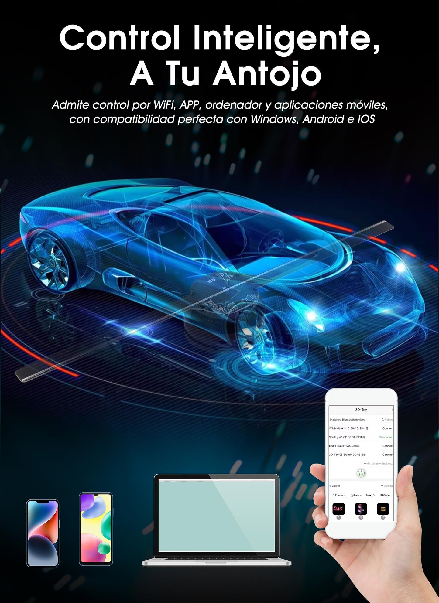 Ventilador de Holograma 3D Vbestlife WiFi PC Publicitaria LED 224 Luces para Negocios