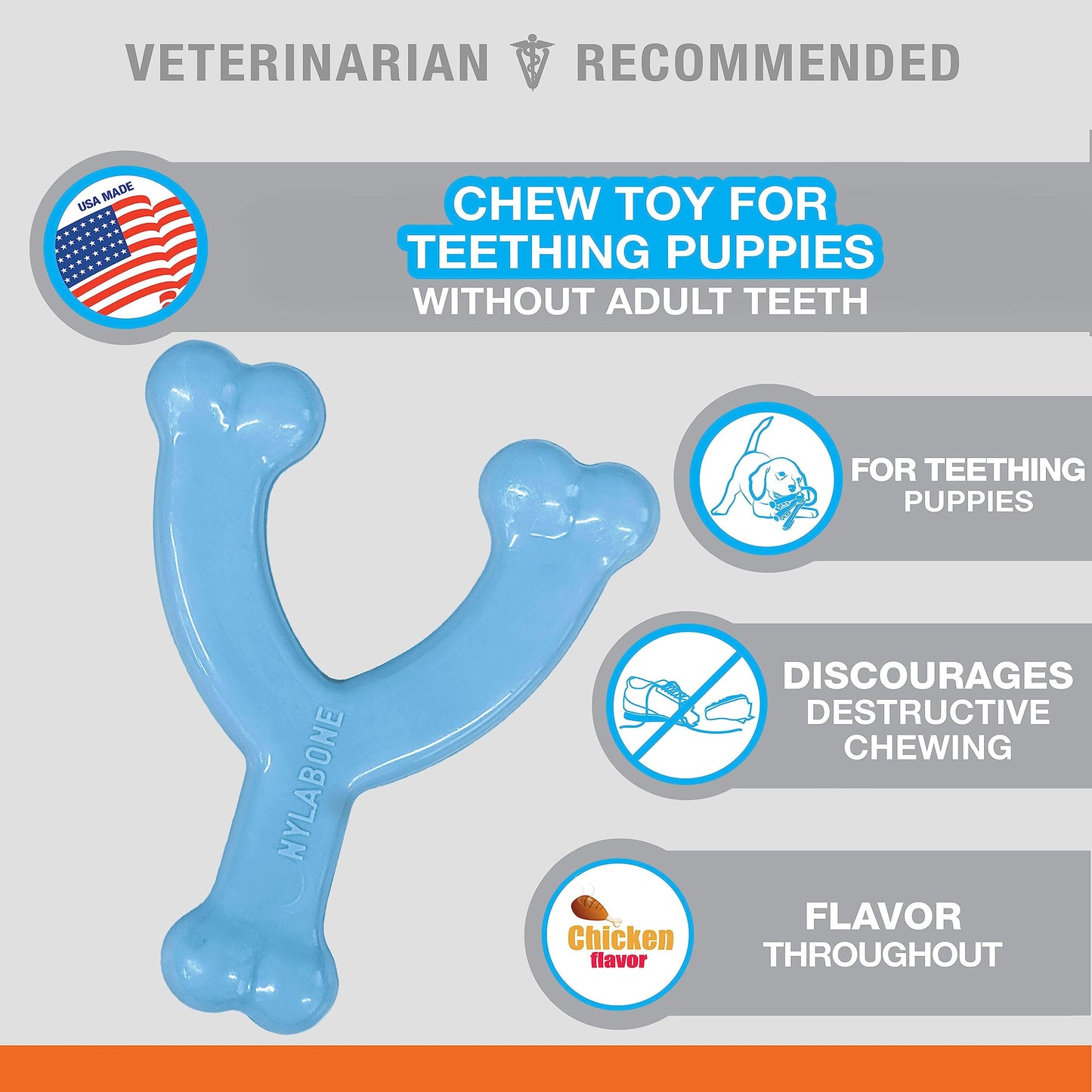 Juguete Masticable para Cachorros Nylabone Azul Petite Wishbone
