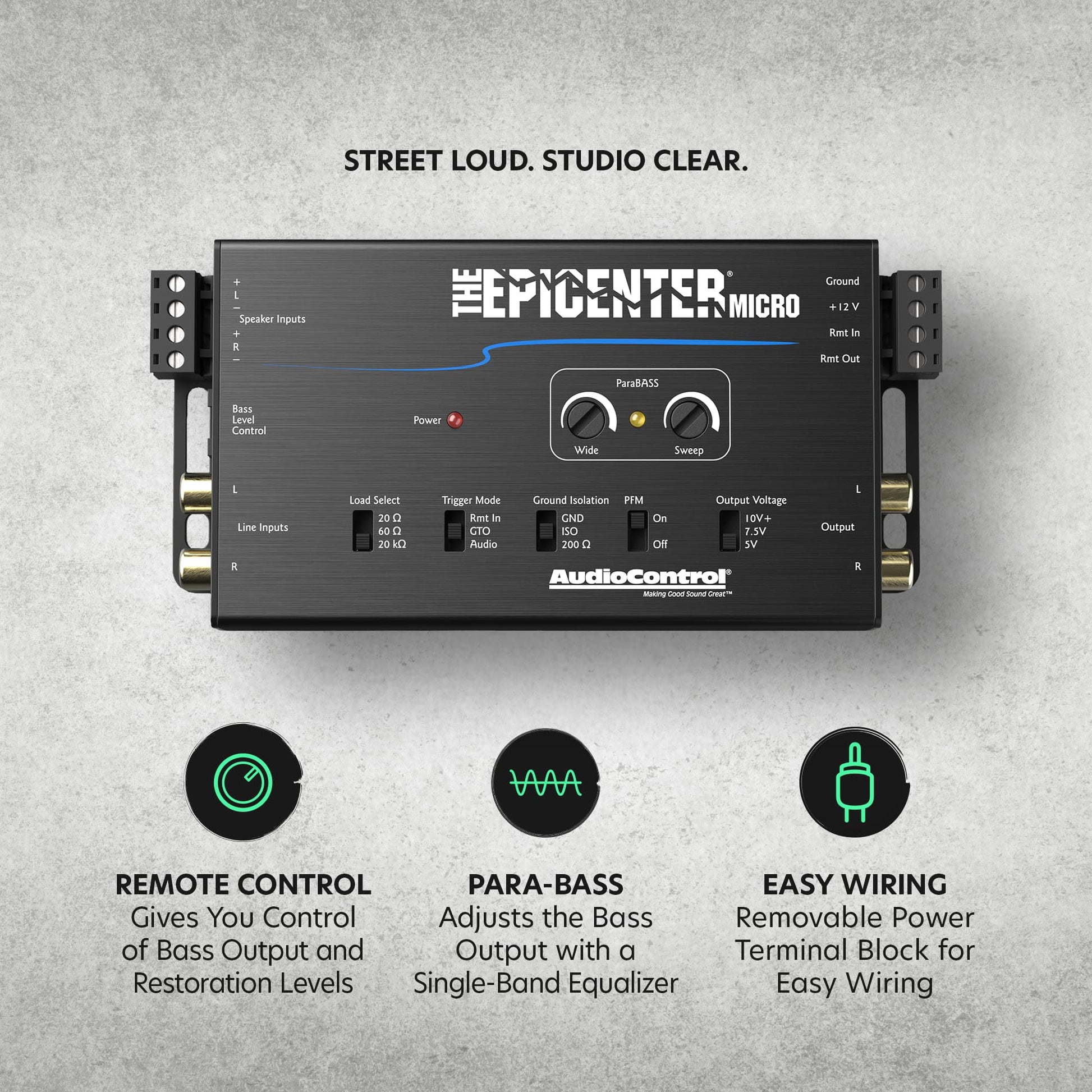 Procesador AudioControl El Epicenter Micro Bass Restoration Negro con Control Remoto ACR-4 Incluido