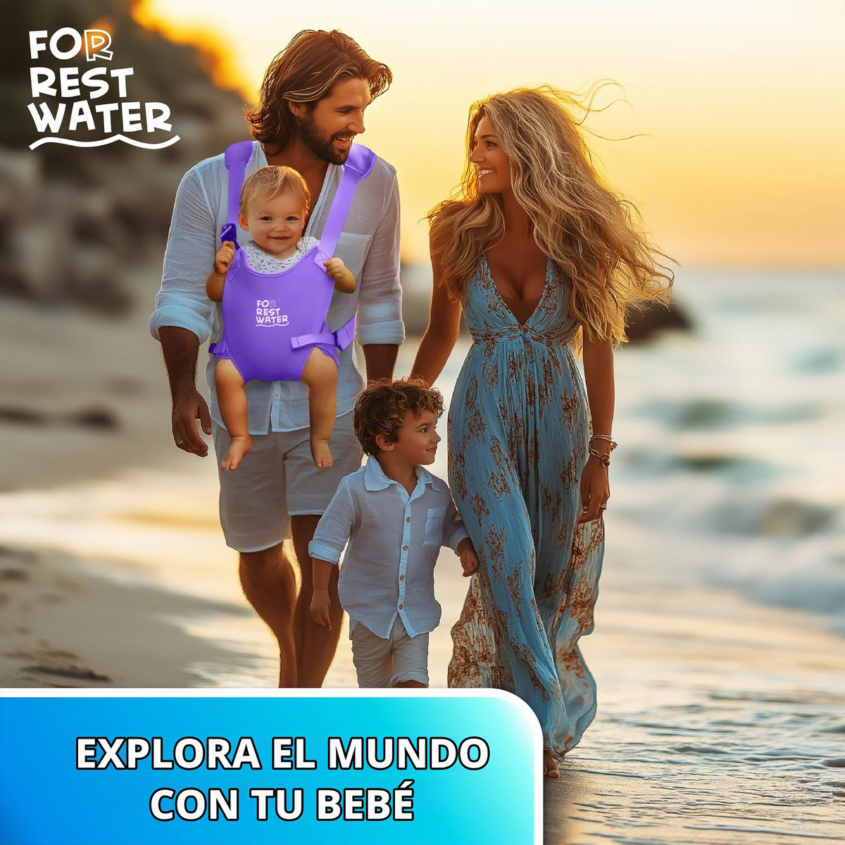 Portabebés para agua de descanso – Eslinga ergonómica de neopreno de alta calidad para diversión en agua y tierra cálida y segura (4-24 meses) – Arnés ajustable para bebés y niños pequeños