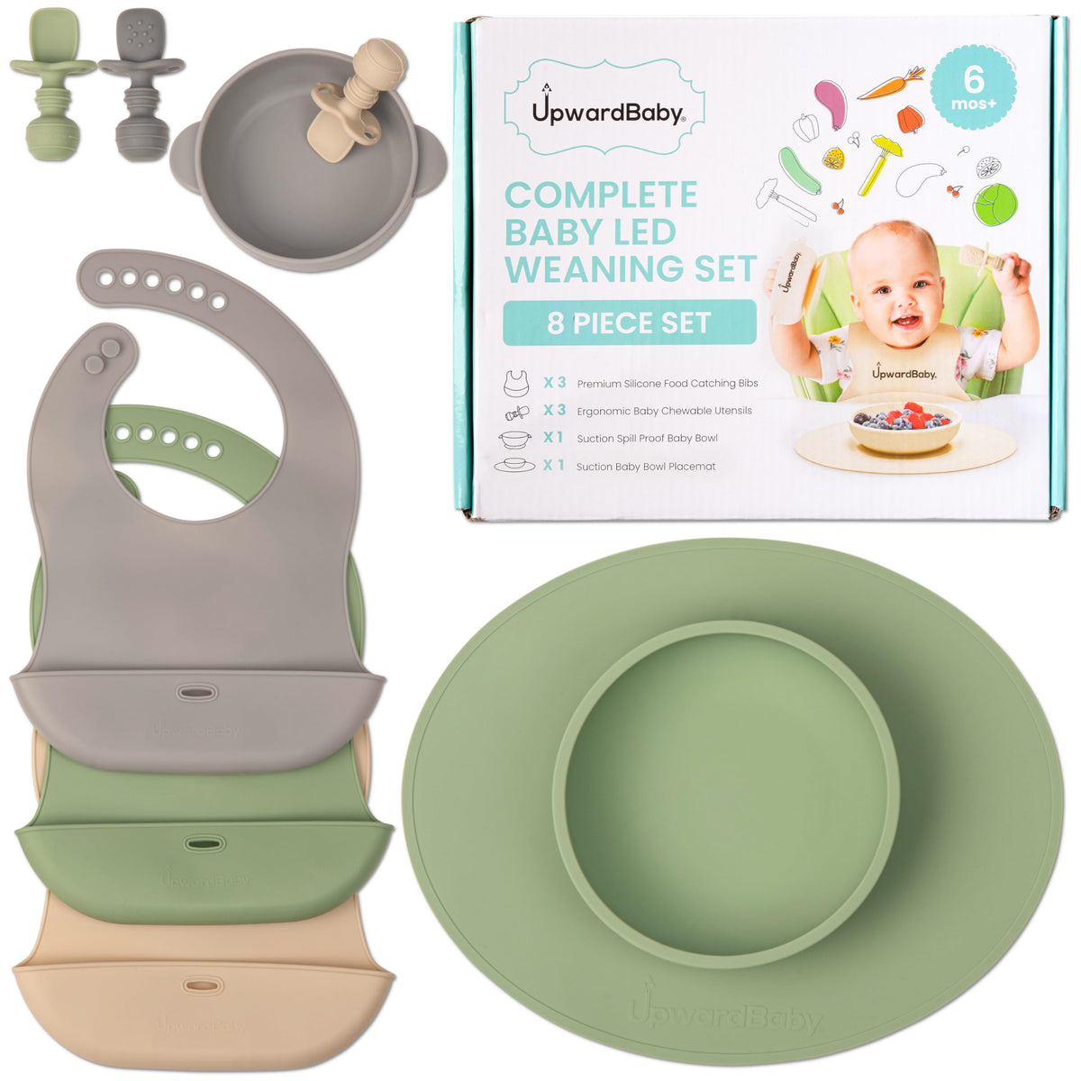 Upward Baby - Suministros de destete LED para bebé, juego de alimentación de bebé, esencial para la alimentación del bebé, conjunto de destete LED para bebé, esencial para comer bebés, juego de