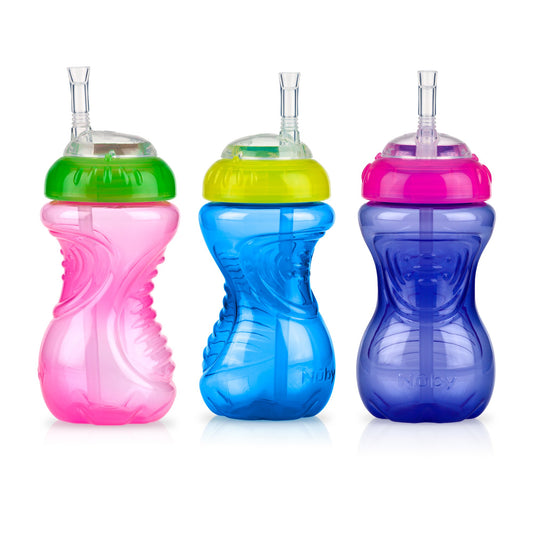 Vasos Antiderrame Nuby Multicolor con Popote Flex para Niña