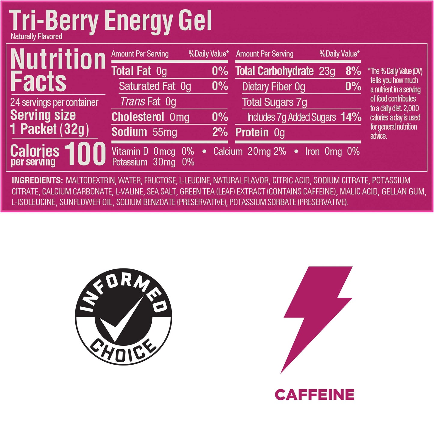 GU Energy Labs Original, Gel Energético de Nutrición Deportiva, 3 Bayas, Caja de 24 Piezas