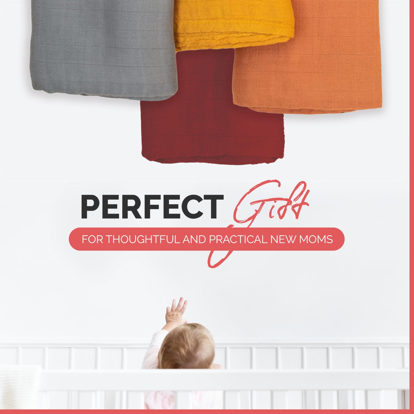 Eden Bliss Pack - Mantas para bebé para bebé, manta de muselina de algodón suave para bebé niño y niña, 47 x 47 pulgadas, unisex, ligeras para recibir recién nacidos, gris, amarillo, granate, arena,