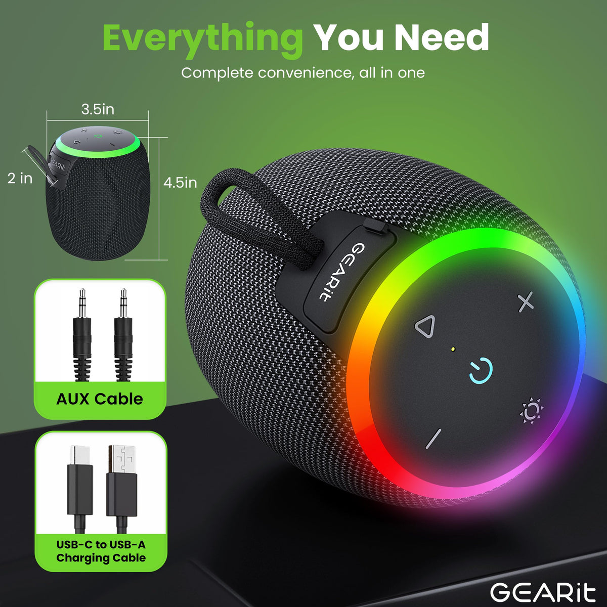 Altavoz Bluetooth Portátil GEARit Impermeable Pequeño Inalámbrico Mini