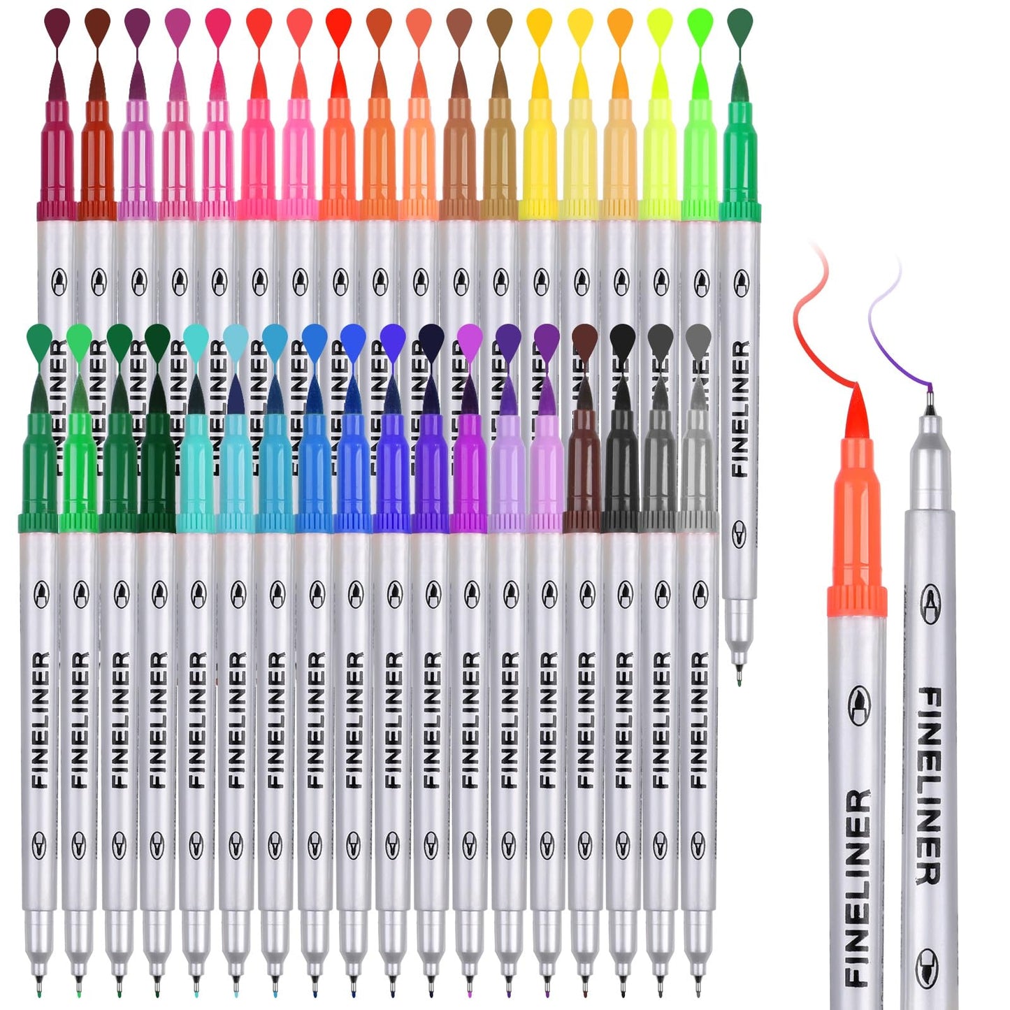 GeeRic 36 rotuladores artísticos,de 0.4mm/3mm Pinceles Acuarela de Pintura para Acuarela Puntas Caligrafía Arts Marcadores Surtidos Pequeño Grande de Agua Soluble Lápices Pinceles para Acuarela