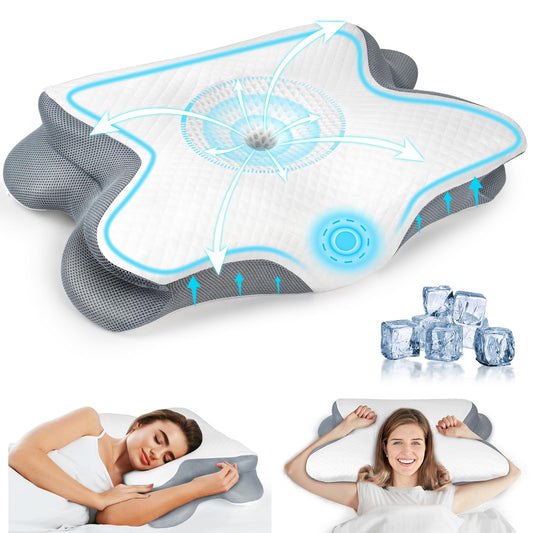 KIROGILY Almohada Memory Foam Cervical, Almohada Ortopédica Ergonómica para Dormir, Adecuada para Personas Que Duermen de Lado, Espalda y Estómago, con Funda de Almohada