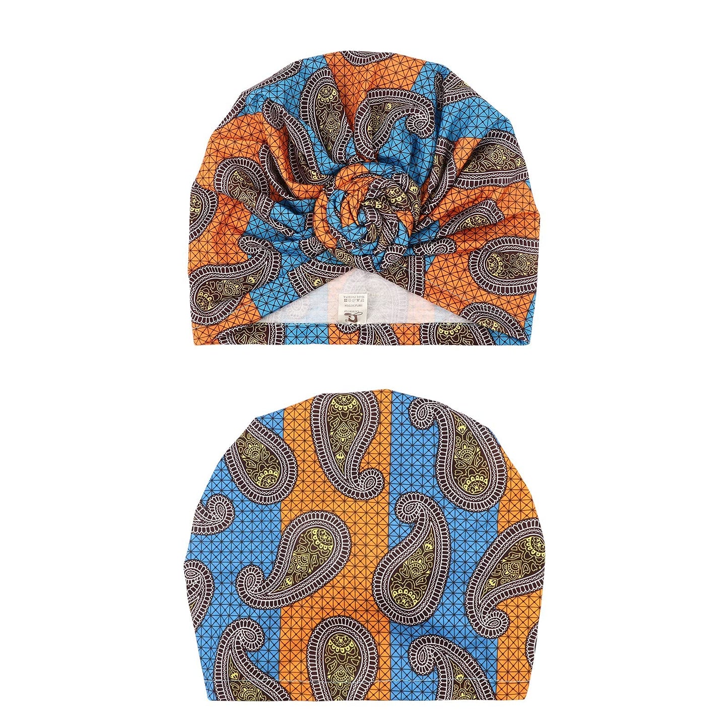 DRESHOW 5 Piezas Africano Turbante para Mujer Gorro de Nudo Pre Atado Suave Pañuelo de Cabeza Plisada de Moda Gorra de Dormi
