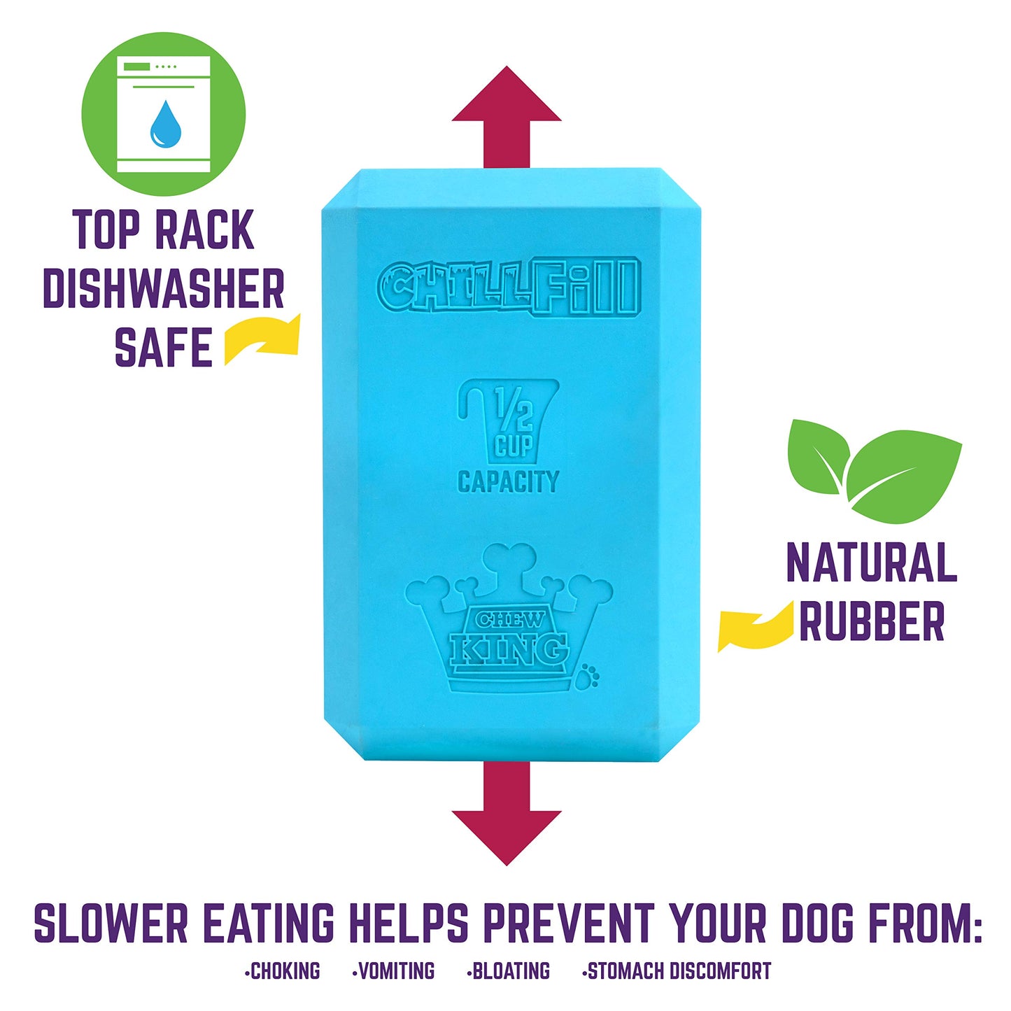 Chew King Premium Treat Dog Toy, Large,Extremely Durable Natural Rubber Fillable Toy Collection, “Frozen Feeding”