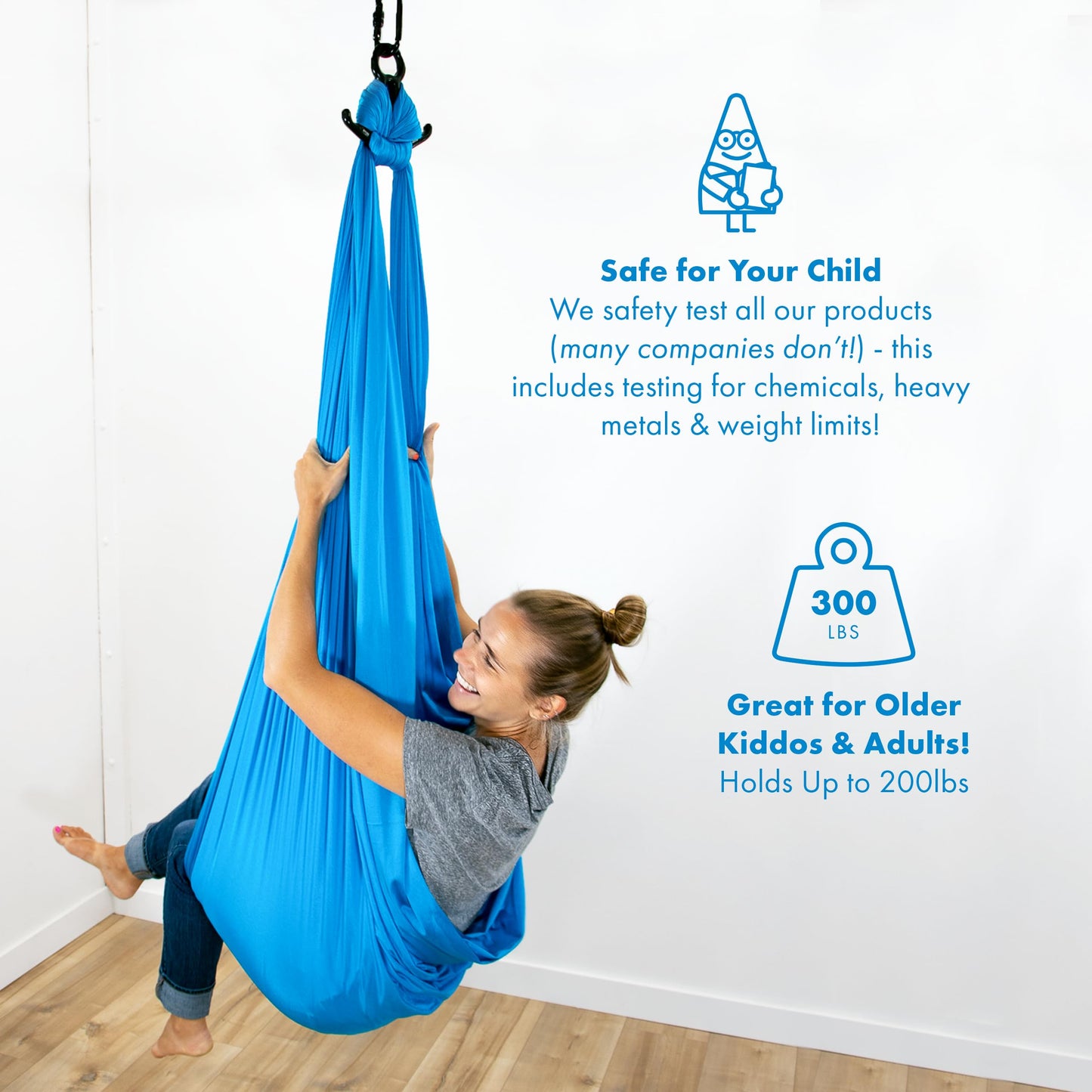 Harkla - Columpio sensorial para niños y adultos, capacidad para 300 libras, columpio sensorial para interiores y exteriores para un efecto calmante como abrazo, tela suave de doble capa y herrajes